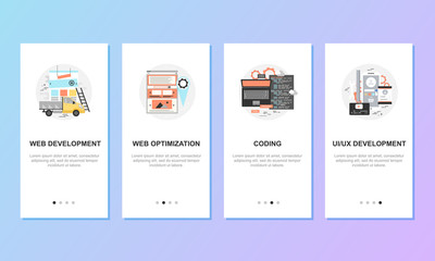 Onboarding screens for mobile app templates concept. Vector illustration.
