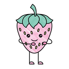 Poster - strawberry fruit healthy food kawaii character vector illustration design