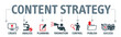 content strategy concept chart icons on banner