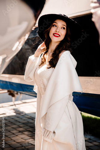 red lips white dress