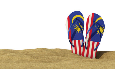 Wall Mural - Malaysia flag flip flop sandals on a white background. 3D Rendering