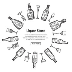 Wall Mural - vector hand drawn alcohol drink bottles and glasses i