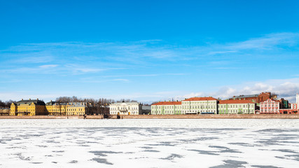 Sticker - blue sky over Universitetskaya Quay with palaces