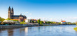 Magdeburg an der Elbe mit Dom, Elbterassen und Johanniskirche im Frühling