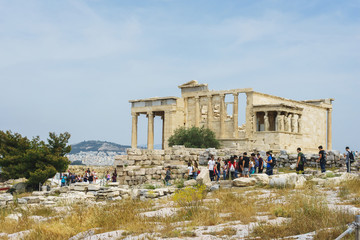 Greece, Athens, April 2018. Tourists visiting the sights in Athens.