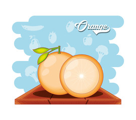 Sticker - fruit orange healthy food vector illustration design