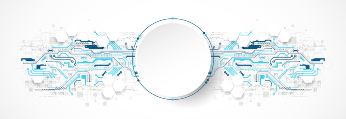 Abstract circle technology concept. Circuit board, high computer color background.