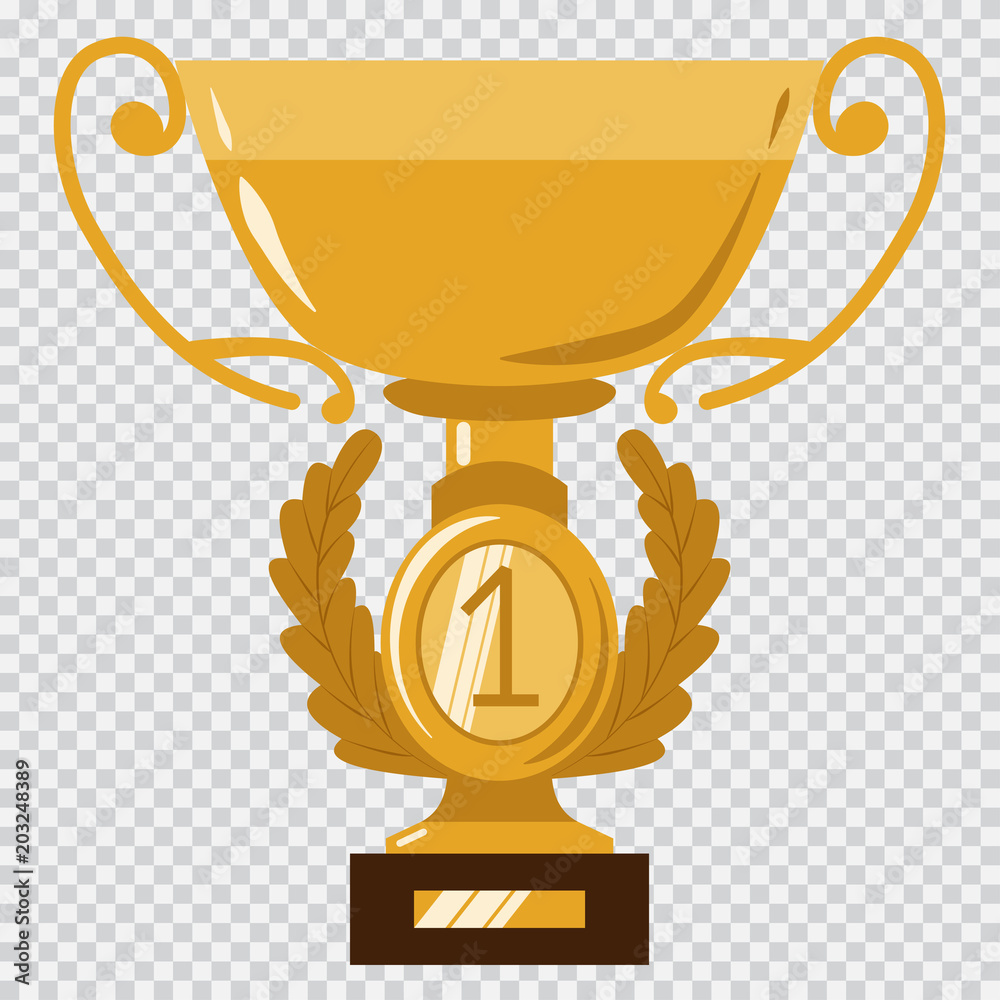Golden cup, trophy, award for the winners vector flat icon isolated on a  transparent background. Stock Vector | Adobe Stock, image size:1000x1000