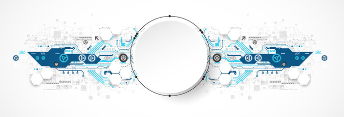 Poster - Abstract circle technology concept. Circuit board, high computer color background.