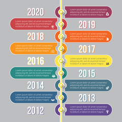 Wall Mural - Vertical timeline infographics colorful template 9 positions