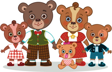 Wall Mural - Vector Illustration of Cartoon Bear Family