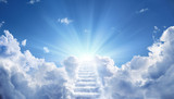 Fototapeta Na sufit - Stairway Leading Up To Heavenly Sky Toward The Light 
