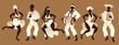 Group of men and women dancing and playing latin or afro american music