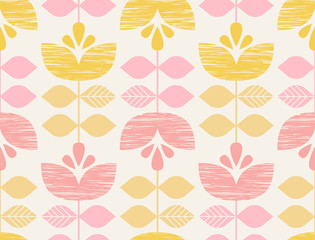 Aufkleber - seamless retro pattern with flowers