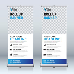 Wall Mural - Roll up banner design template, vertical, abstract background, pull up design, modern x-banner, rectangle size. 