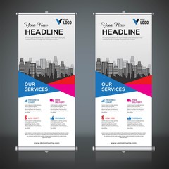 Wall Mural - roll up banner design template, vertical, abstract background, pull up design, modern x-banner, rect