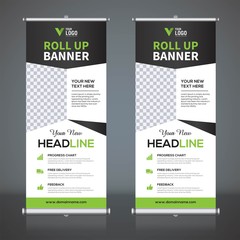 Wall Mural - Roll up banner design template, vertical, abstract background, pull up design, modern x-banner, rectangle size. 
