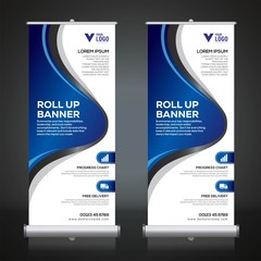 Wall Mural - Roll up banner design template, vertical, abstract background, pull up design, modern x-banner, rectangle size. 