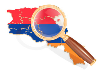 Poster - Armenia under magnifying glass, analysis concept, 3D rendering