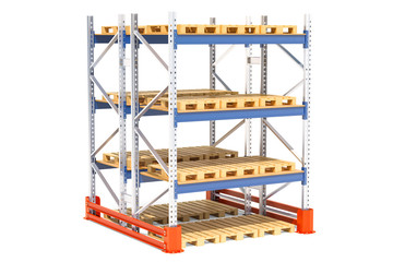 Poster - double pallet rack. 3d rendering