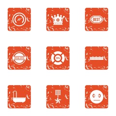 Poster - Best luck icons set. Grunge set of 9 best luck vector icons for web isolated on white background