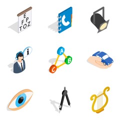 Poster - Oeuvre icons set. Isometric set of 9 oeuvre vector icons for web isolated on white background