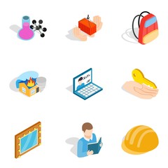Poster - Problem at work icons set. Isometric set of 9 problem at work vector icons for web isolated on white background