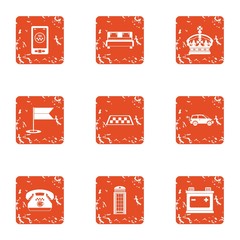 Poster - Taxi stand icons set. Grunge set of 9 taxi stand vector icons for web isolated on white background