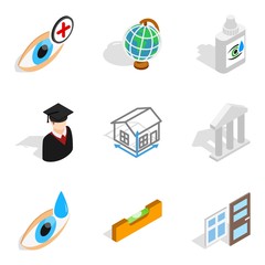 Poster - Wonderful job icons set. Isometric set of 9 wonderful job vector icons for web isolated on white background