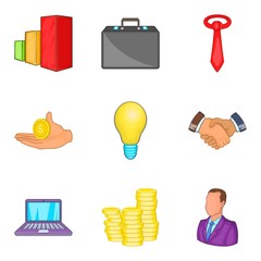 Poster - Job case icons set. Cartoon set of 9 job case vector icons for web isolated on white background
