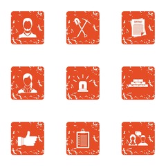 Poster - Ownership icons set. Grunge set of 9 ownership vector icons for web isolated on white background