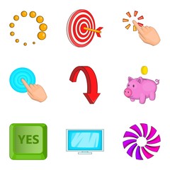 Poster - Work elaborate icons set. Cartoon set of 9 work elaborate vector icons for web isolated on white background