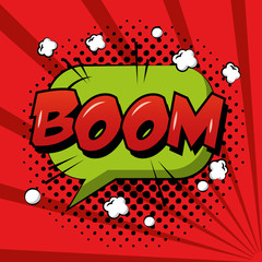 Poster - comic pop art boom speech bubble red background