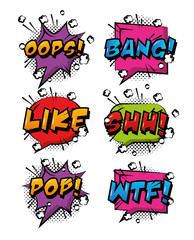 Wall Mural - comic pop art speech bubbles colored effects retro design