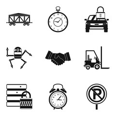 Poster - Working hours icons set. Simple set of 9 working hours vector icons for web isolated on white background