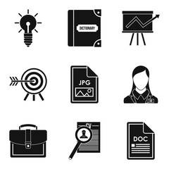 Poster - Work document icons set. Simple set of 9 work document vector icons for web isolated on white background