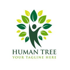 Wall Mural - Human Tree Creative Concept Logo Template