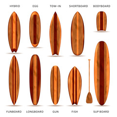 Sticker - Wooden Surfboards Realistic Set