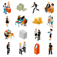 Canvas Print - Bank People Isometric Icons 