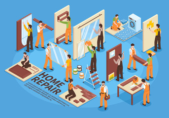 Poster - Home Repair Isometric Elements 