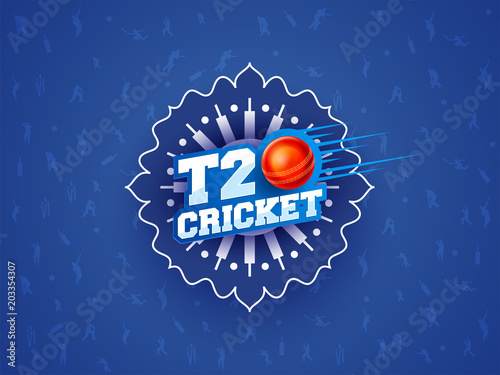 Fotomural T20 Cricket text on blue abstract background.