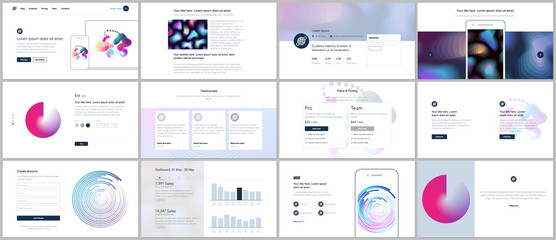 Wall Mural - vector templates for website design, minimal presentations, portfolio with geometric patterns, gradi