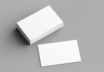 Wall Mural - Business card mock up isolated on gray background. Horizontal. 3D illustrating.
