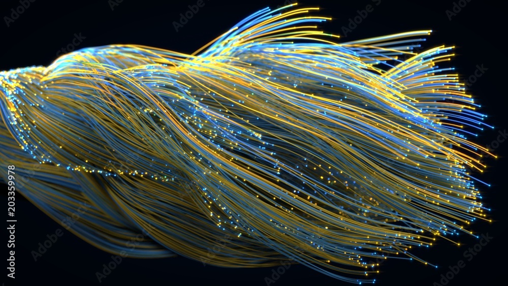 fiber optic cables. 3d illustration - obrazy, fototapety, plakaty 