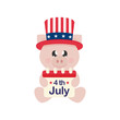 4 july cartoon cute pig in hat sitting with calendar