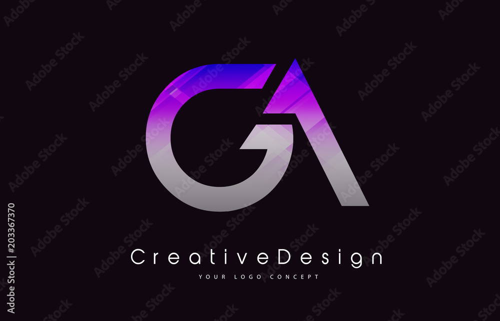 GA Letter Logo Design. Purple Texture Creative Icon Modern Letters ...