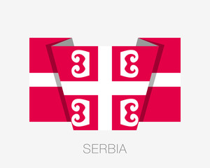 Wall Mural - Serbian Cross. National Symbol of Serbia. Flat Icon Waving Flag with Country Name