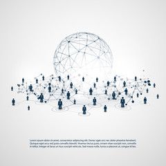 Poster - Networks - Business Connections - Abstract Cloud Computing and Global Network Connections Concept Design with Transparent Mesh - Illustration in Editable Vector Format