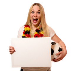 Poster - Fußballfan mit Schild