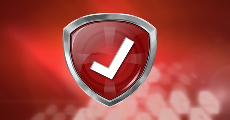Poster - Correct tick shield on red background